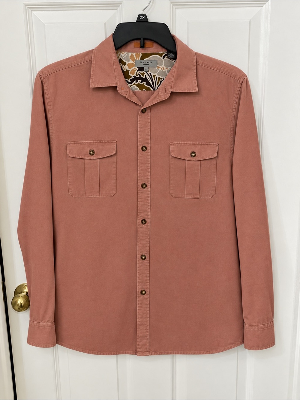 Ted Baker Men's Coral-Pink Long Sleeve Button-Down Shirt